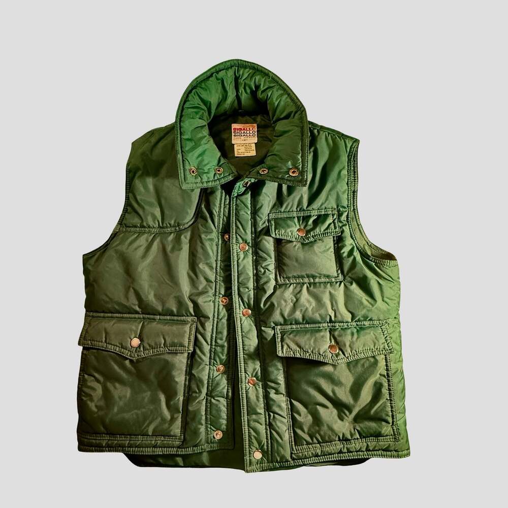 Vintage Sigallo Green Nylon Puffer Vest